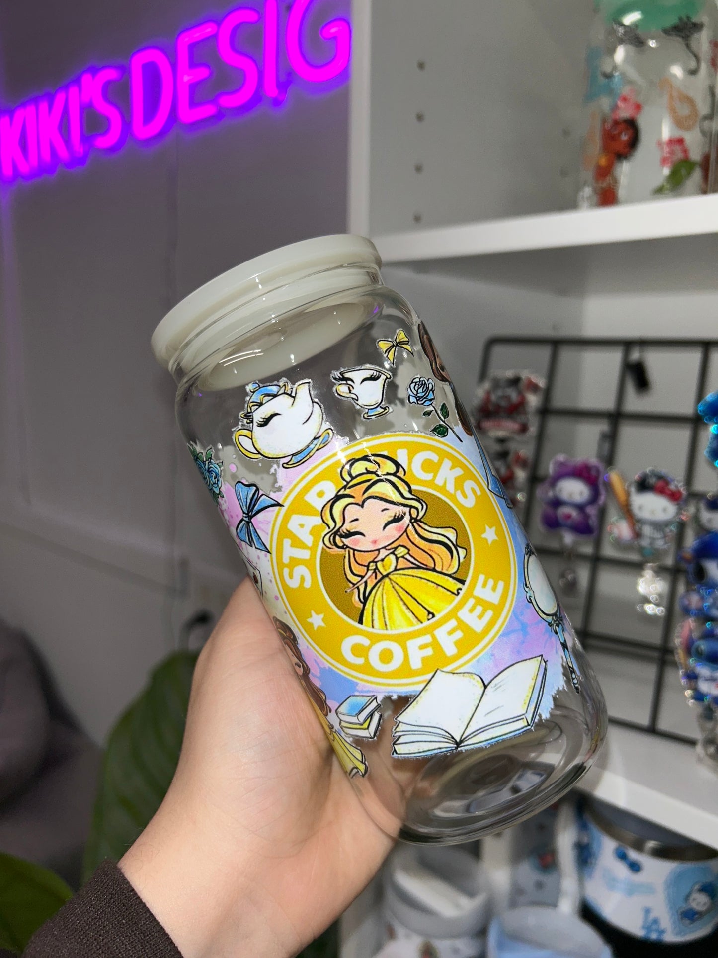 Princess Belle Starbucks 16 oz Glass Can