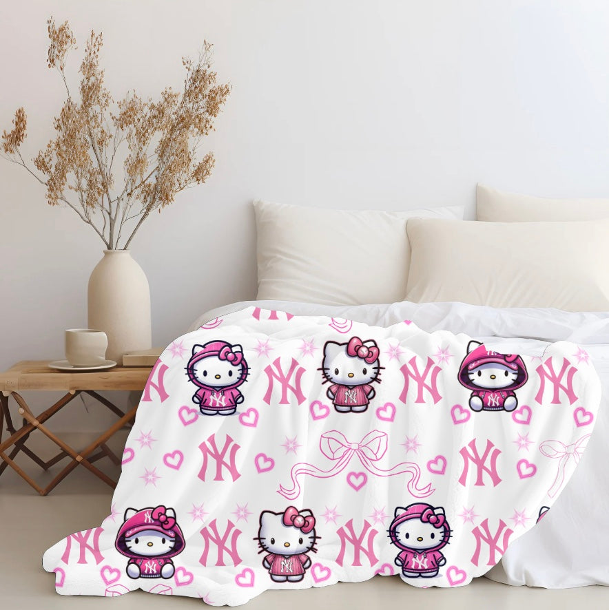 Hello Kitty X Yankees Plush Blanket