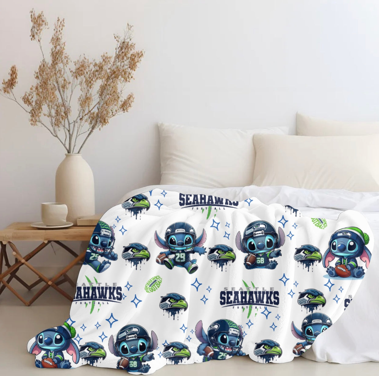 Stitch X Seattle Seahawks Plush Blanket