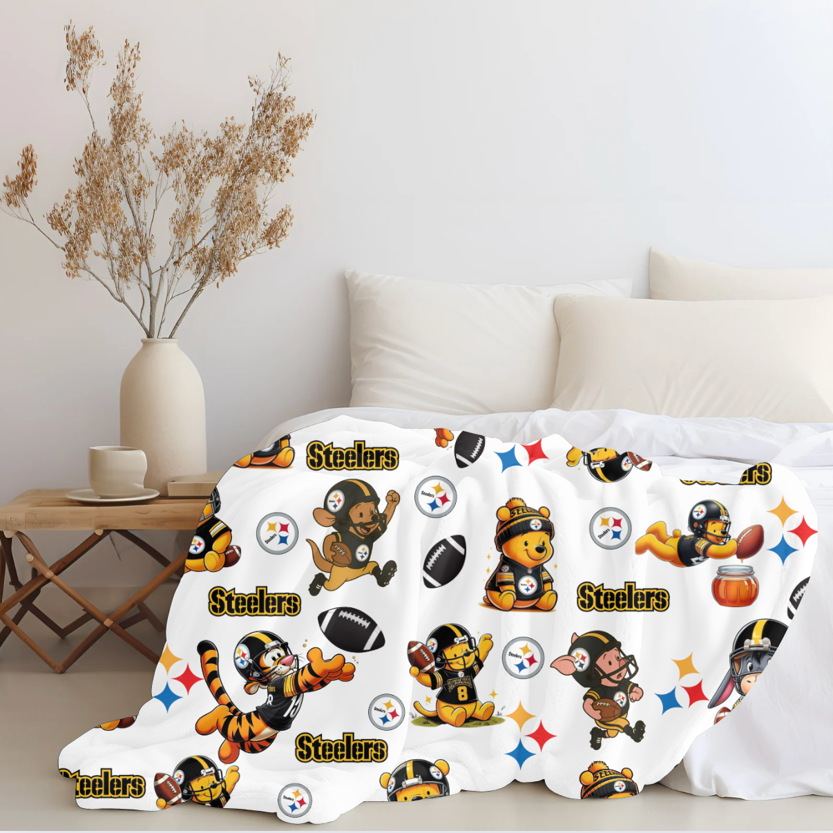 Winnie the Pooh Steelers Plush Blanket