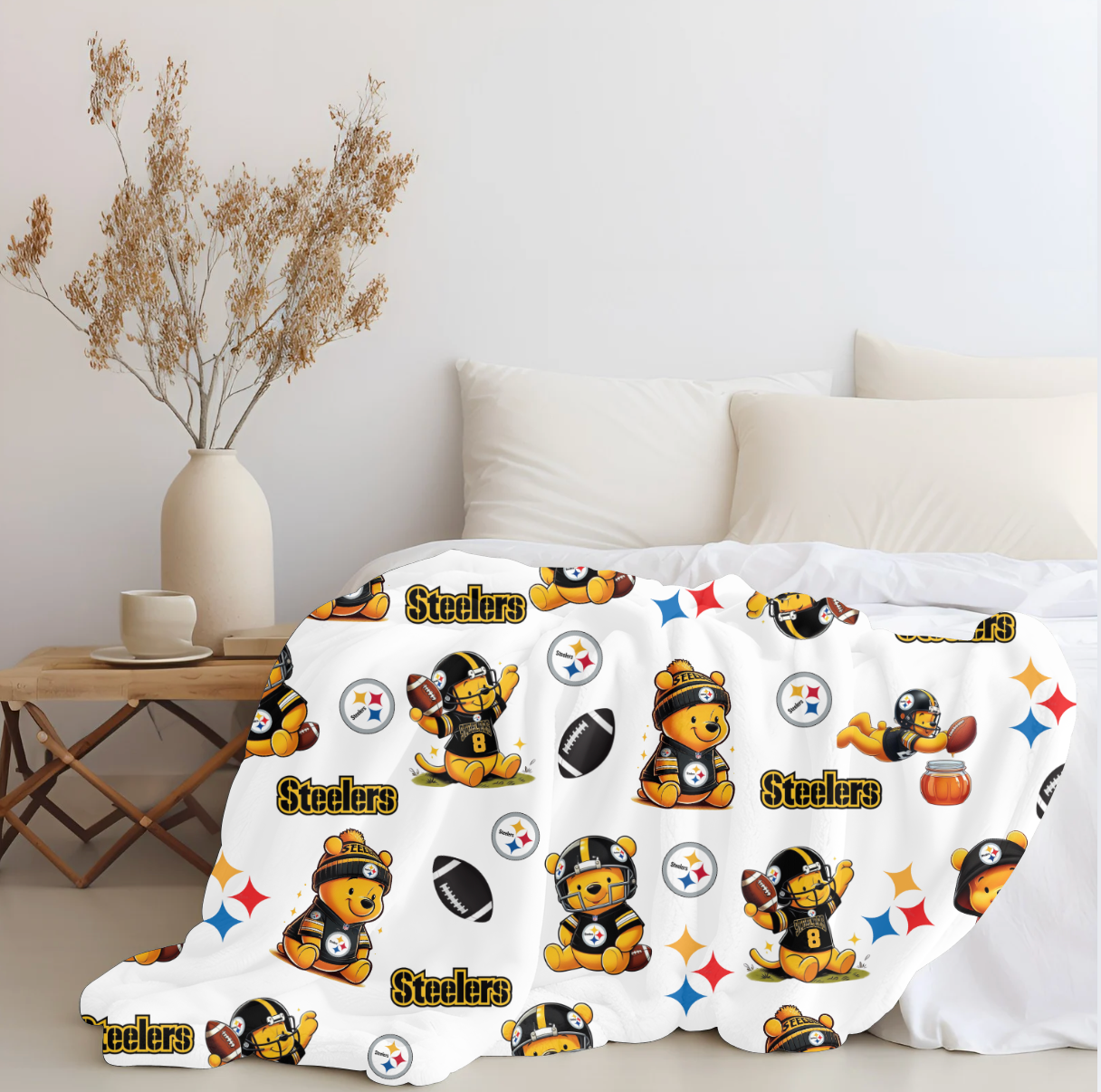 Winnie the Pooh Steelers Plush Blanket