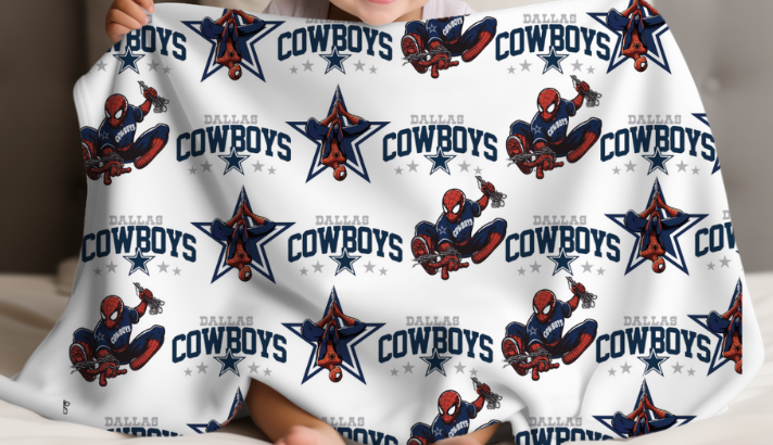Cowboys x Spiderman Plush Throw Blanket