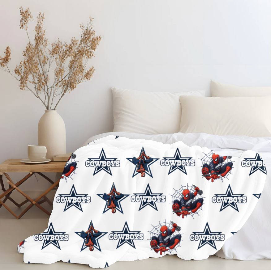 Cowboys x Spiderman Plush Throw Blanket