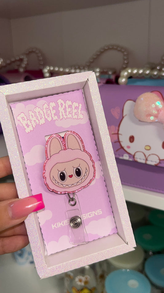 Pink Labubu Badge Reel