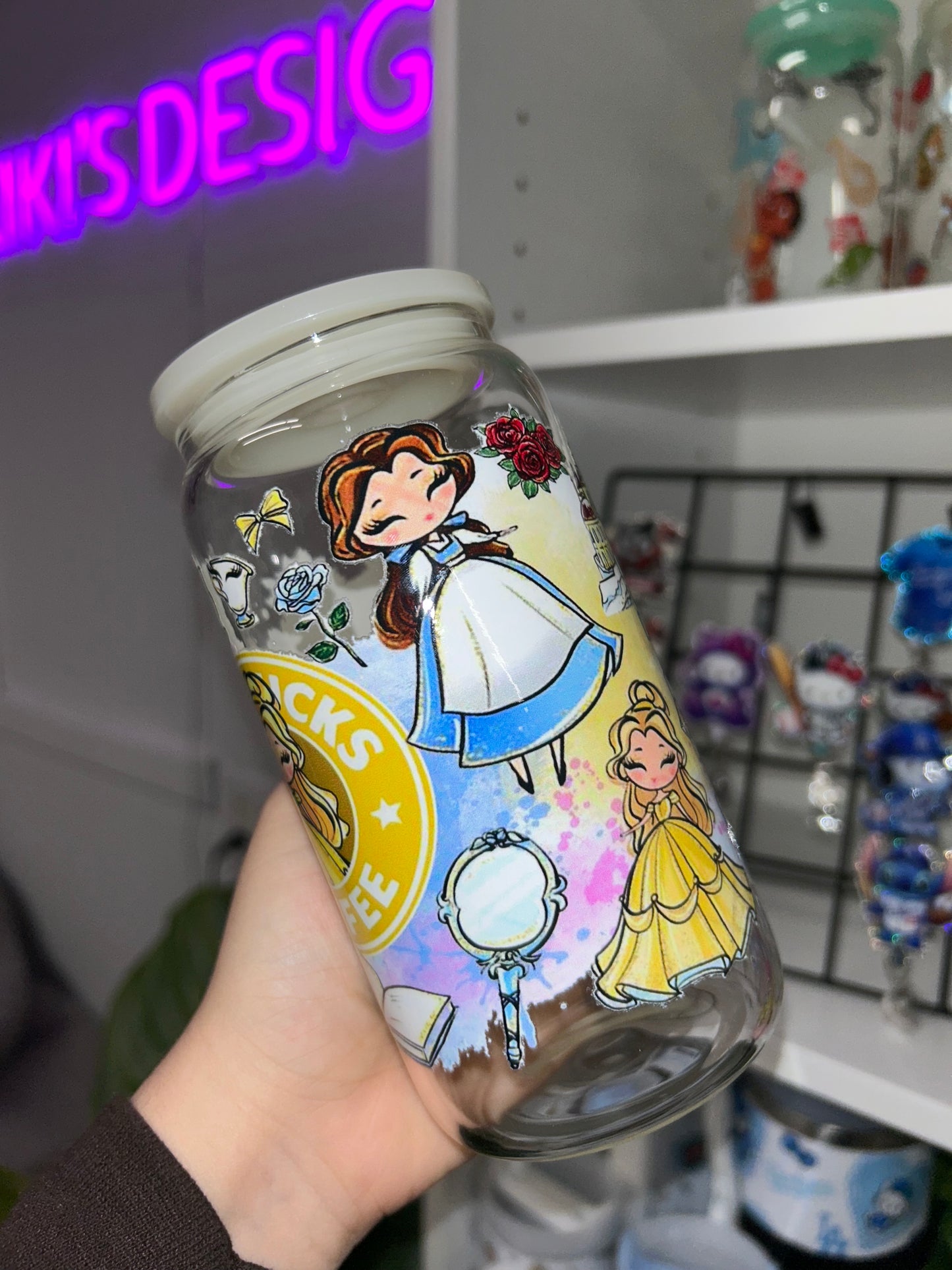 Princess Belle Starbucks 16 oz Glass Can