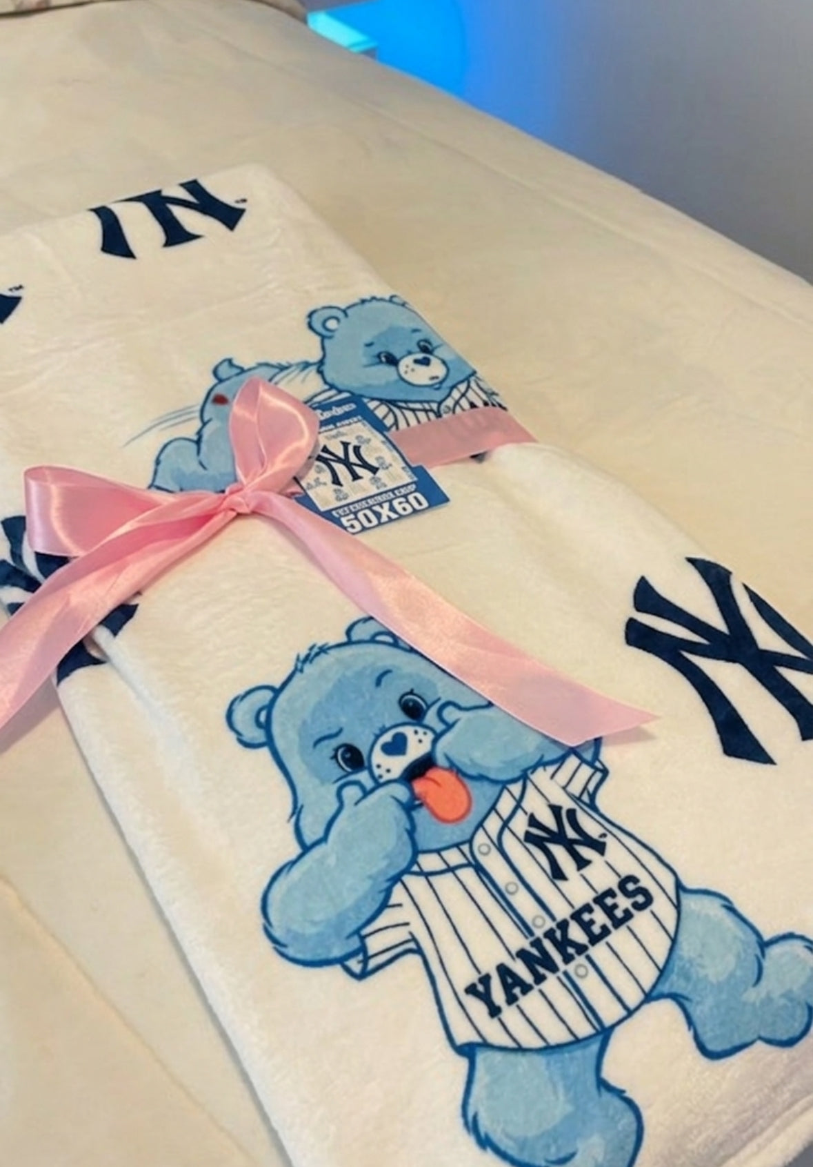 Care Bear x Yankees Plush Throw Blanket