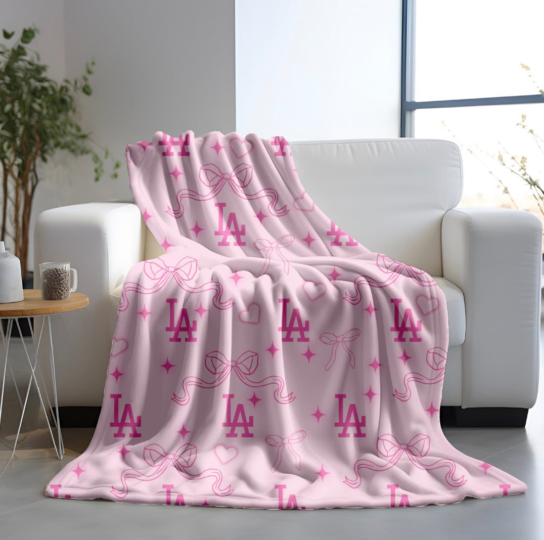 Girly Dodgers Plush Blanket