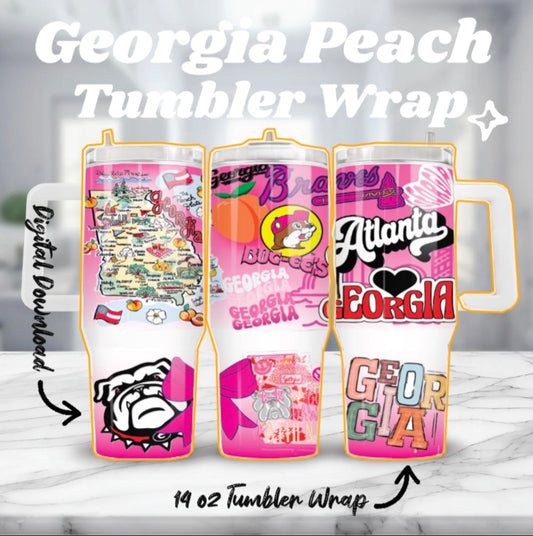 Georgia Peach Tumbler Wrap | 14 oz Tumbler Wrap | Digital Download