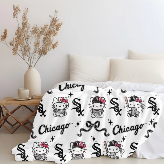 Hello Kitty X Chicago White Sox Plush Blanket