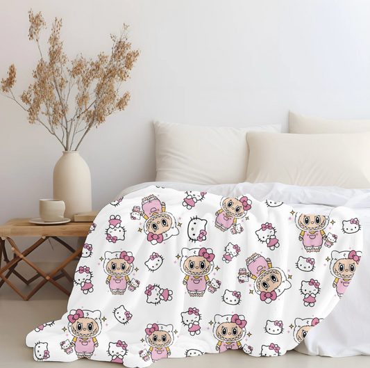 Labubu x Hello Kitty Plush Blanket