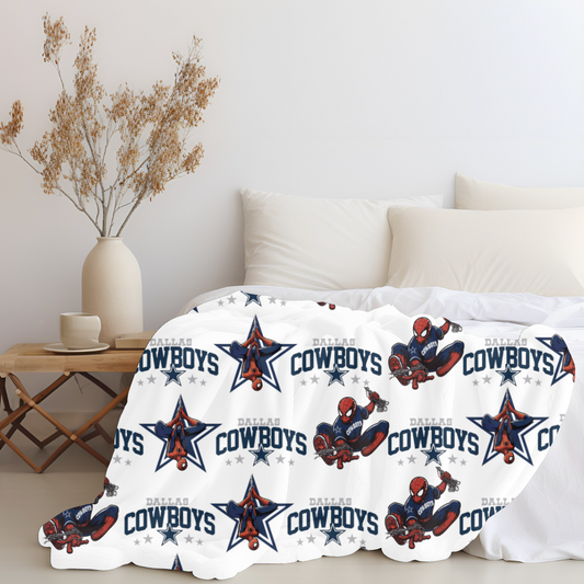 Cowboys x Spiderman Plush Throw Blanket