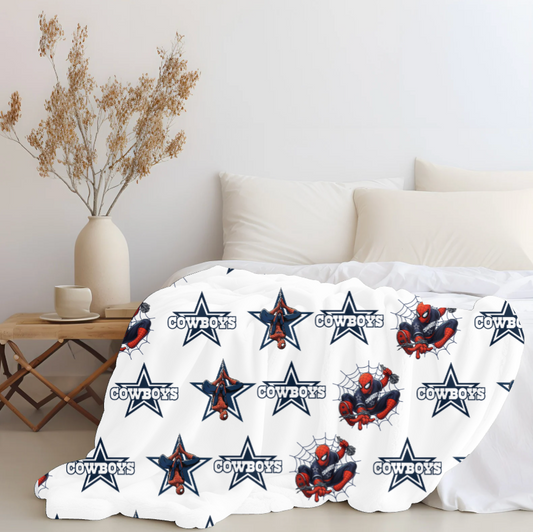 Cowboys x Spiderman Plush Throw Blanket