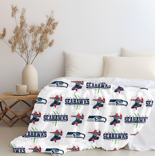 Spidey x Seahawks Plush Blanket