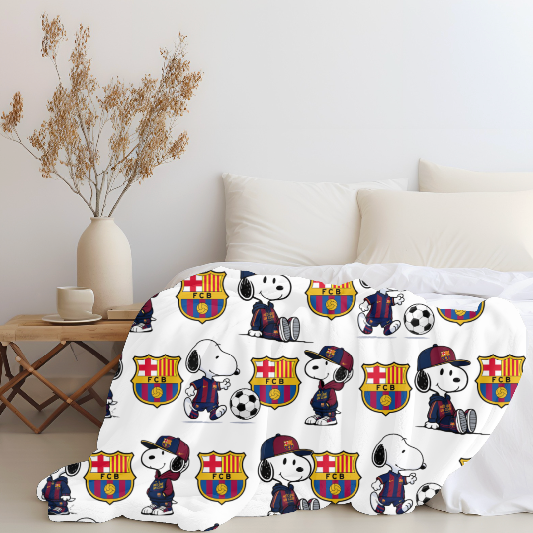 Snoopy x Barcelona Plush blanket
