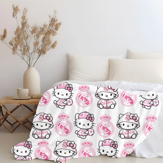 Hello Kitty x Real Madrid Pink Plush Blanket