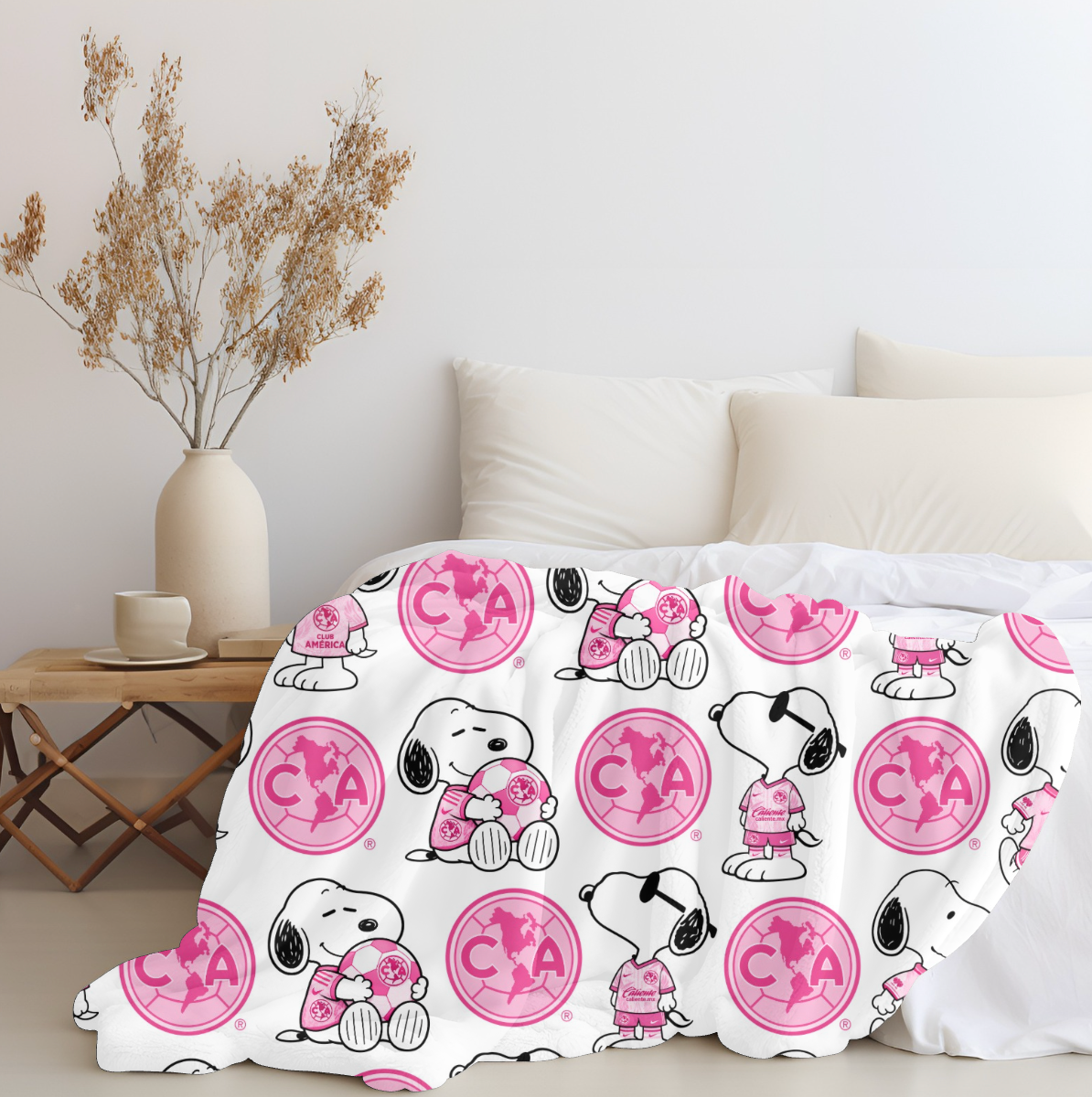 Snoopy x Club America Pink Plush Blanket