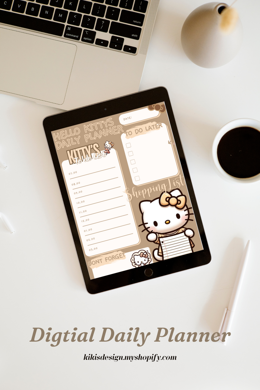 Hello Kitty Daily Planner: Cozy Cream | Digital Planner | Dreamy Days Collection